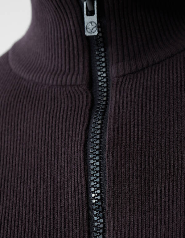 Pullover mit halbem Rei&szlig;verschluss, Strick, Dunkel SHOEBY MEN
