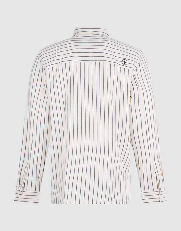 Seersucker-Nadelstreifen-Overshirt Off-White SHOEBY MEN