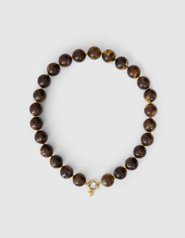 Runde Perlenkette Braun SHOEBY ACCESSOIRES
