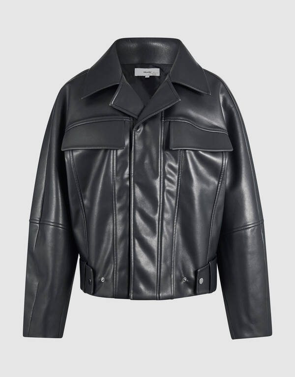 Oversized vegane Lederjacke Schwarz von Fred SHOEBY WOMEN