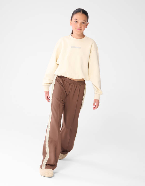 Ruffle Tape Wide Leg Fit Broek Bruin SHOEBY GIRLS