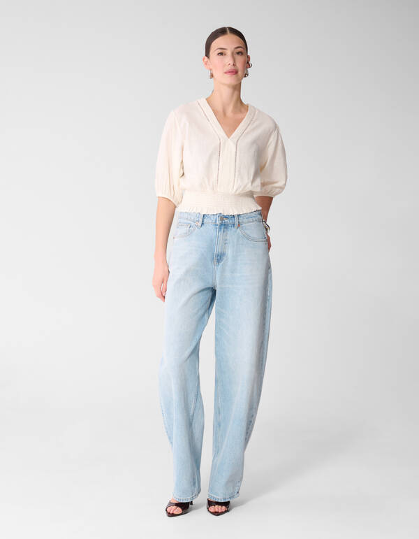 Kropptop mit Streifenmuster, wei&szlig; SHOEBY WOMEN