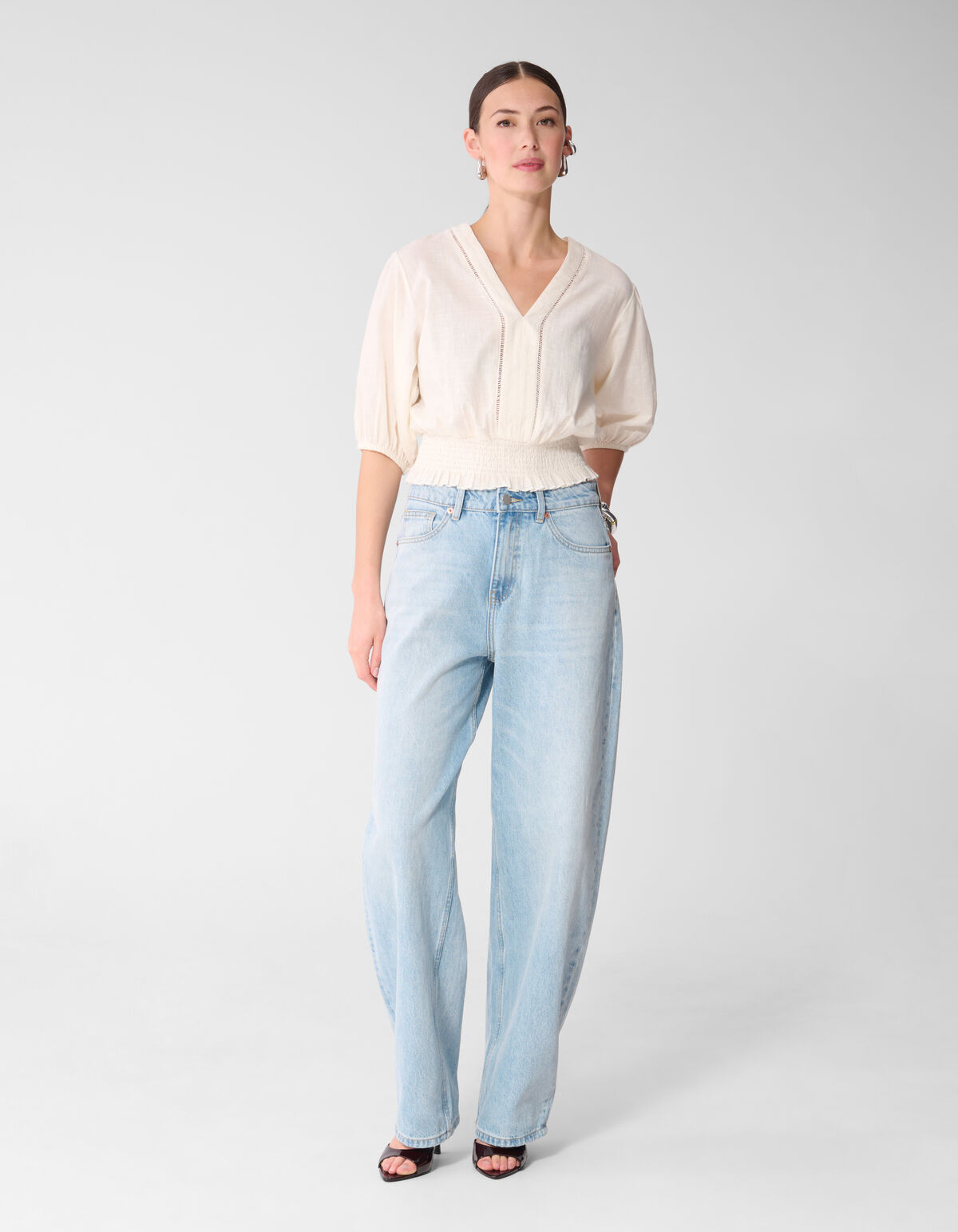 Kropptop mit Streifenmuster, wei&szlig; SHOEBY WOMEN