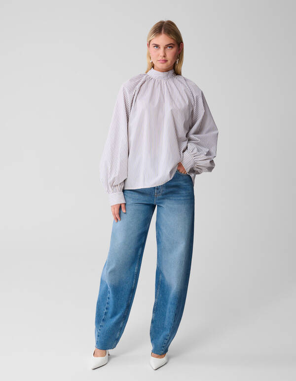 Gestreifte Schleifenbluse Blau SHOEBY WOMEN