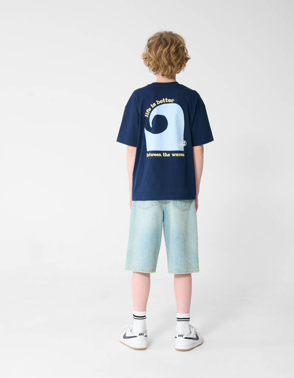 Oversized Waves Artwork T-Shirt Dunkelblau SHOEBY BOYS