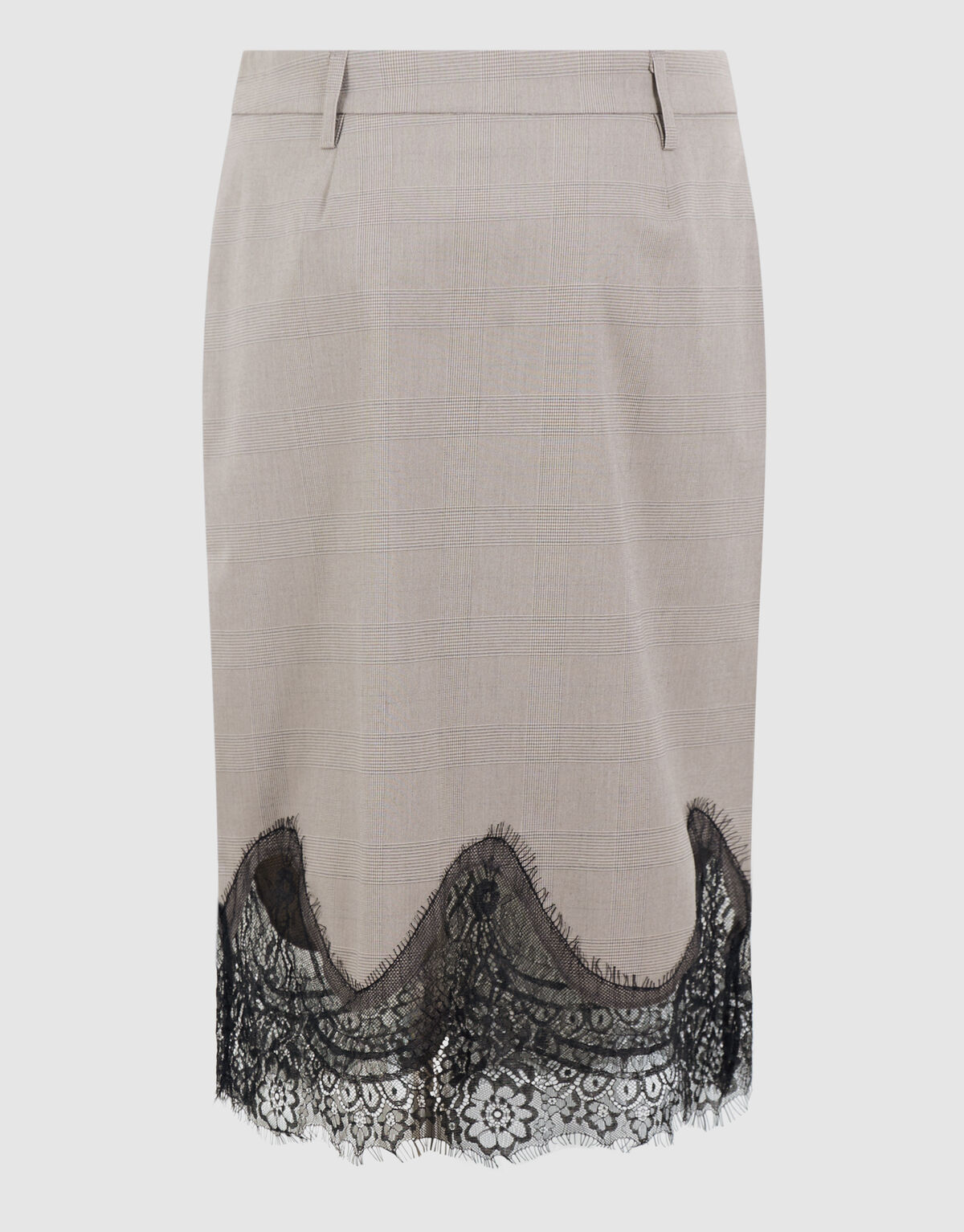 Kanten Rauten Midi Rock Hellgrau SHOEBY WOMEN