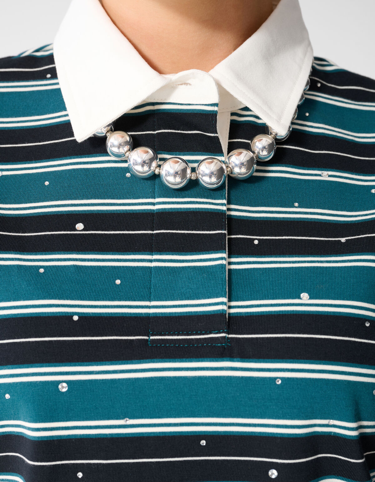 Strass Kurzes Polo Petrol SHOEBY WOMEN