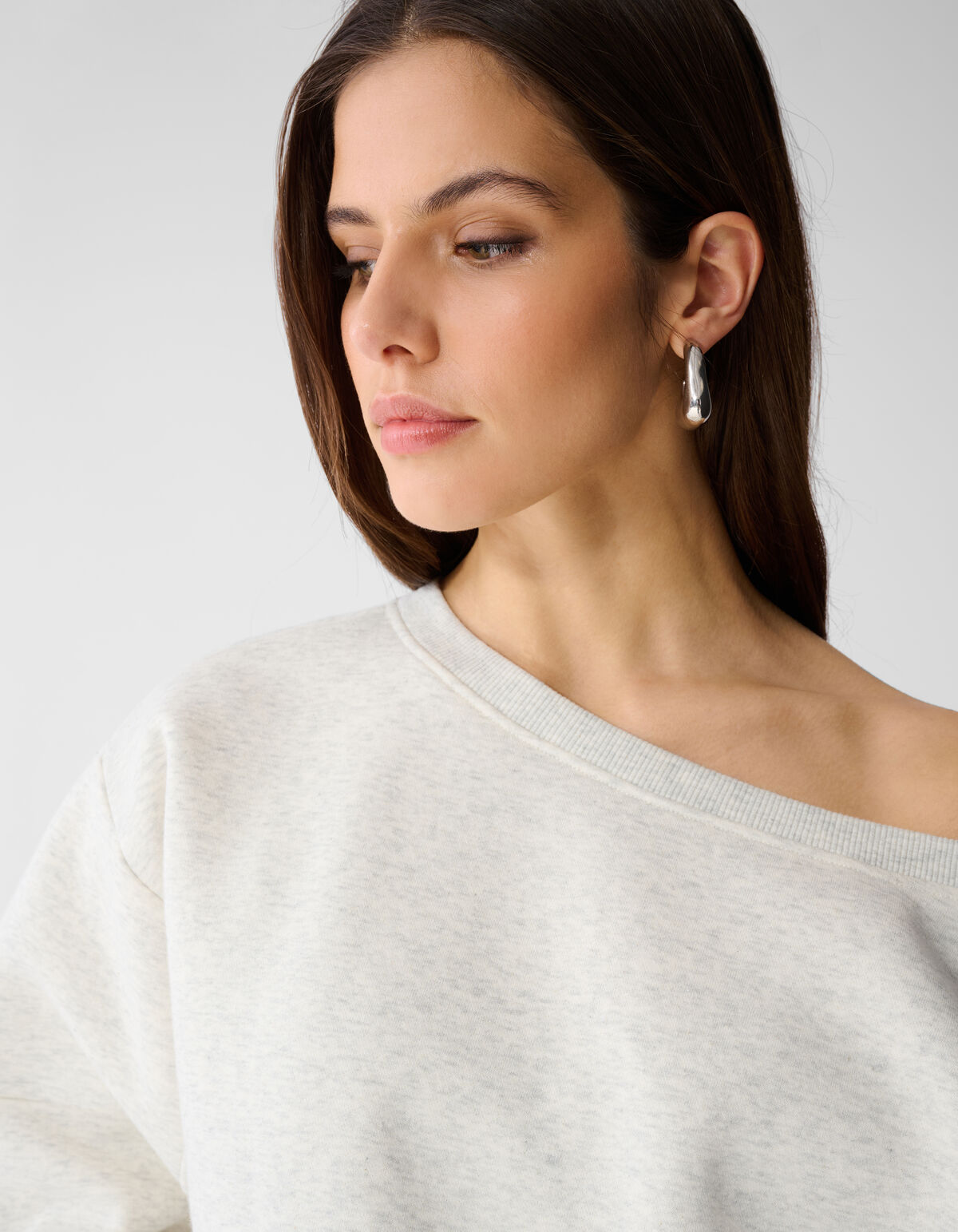 Oversized One Shoulder Sweater Hellgrau SHOEBY WOMEN