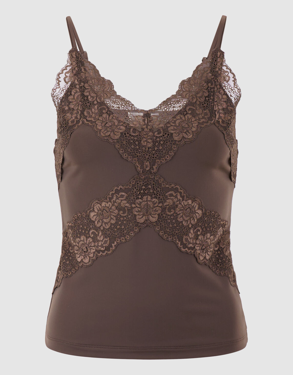 Lace Mix Singlet Donkerbruin SHOEBY WOMEN
