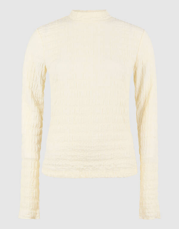 Struktur Langarmshirt Top Gebrochen Wei&szlig; SHOEBY WOMEN