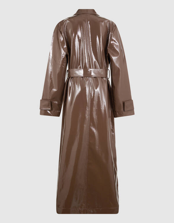 &Uuml;bergro&szlig;er Lack-Trenchcoat Braun von Monica SHOEBY WOMEN