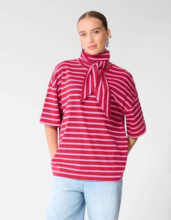 Schal Gestreiftes T-Shirt Rosa/Rot SHOEBY WOMEN