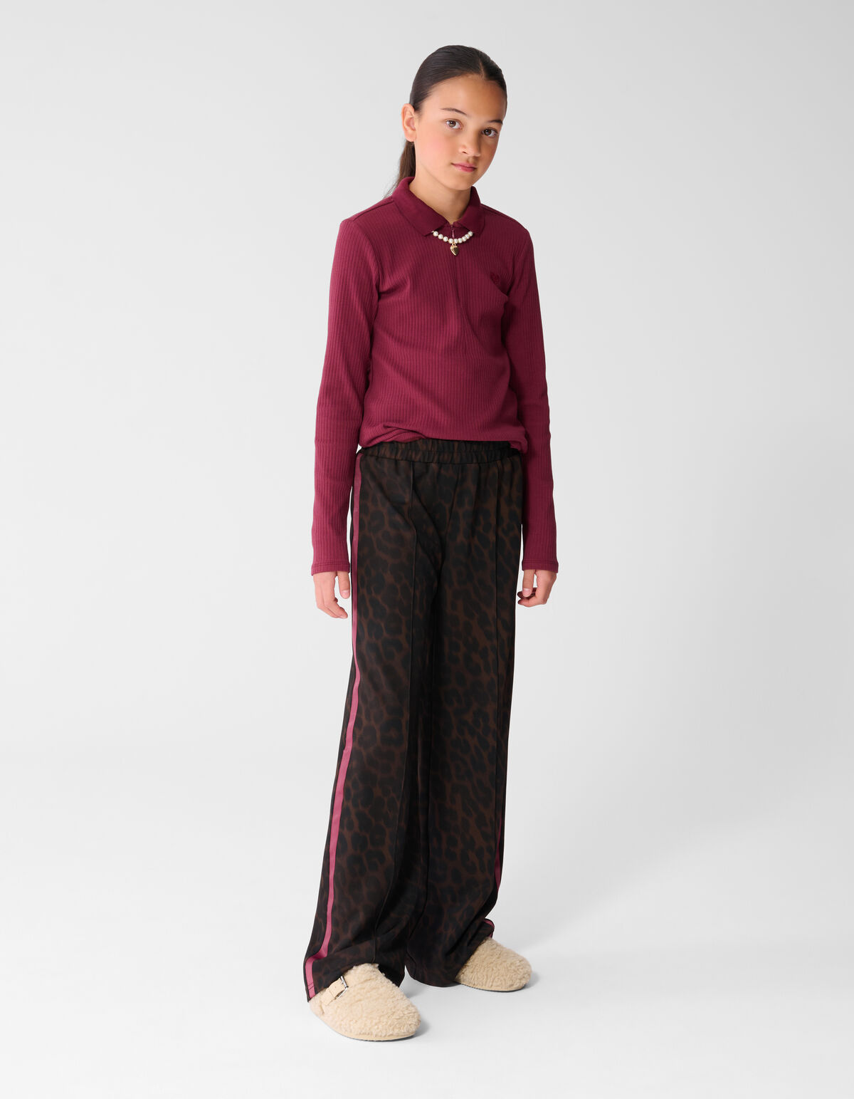 Hose mit Leopardenmuster und weitem Bein Dunkelbr SHOEBY GIRLS