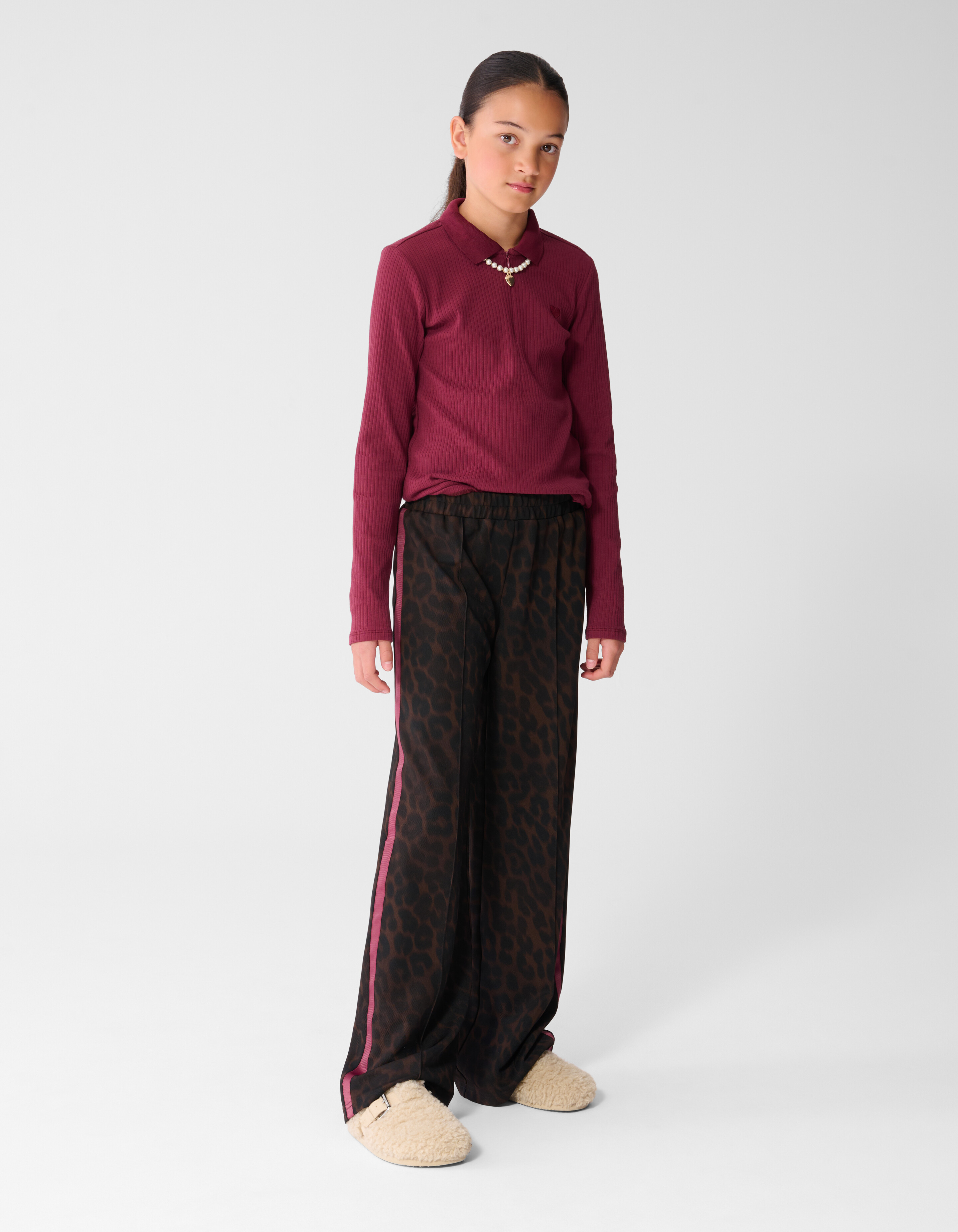 Hose mit Leopardenmuster und weitem Bein Dunkelbr SHOEBY GIRLS
