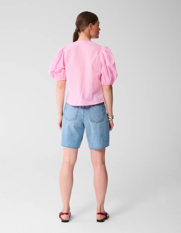 Bluse mit Stickerei Hellrosa SHOEBY WOMEN