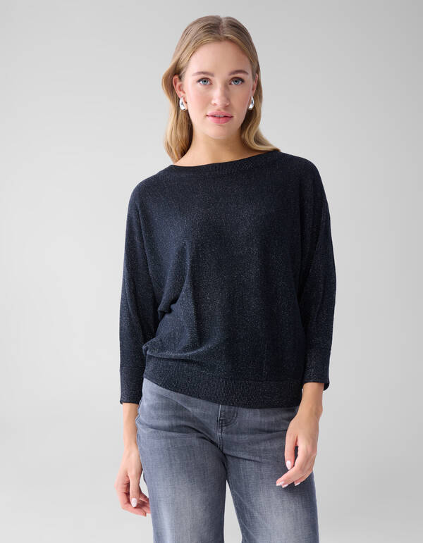 Glitzer Fledermausärmel Pullover Schwarz SHOEBY WOMEN