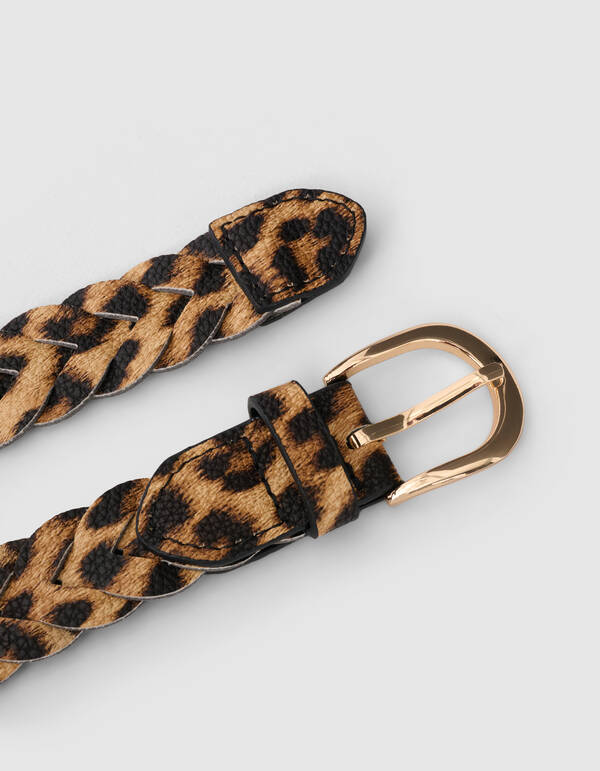 Gevlochten Leopard Riem Bruin SHOEBY ACCESSOIRES