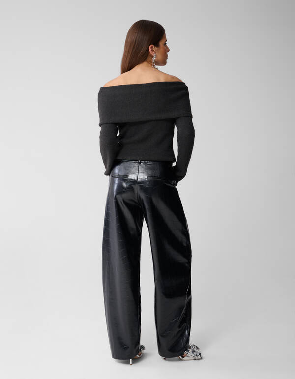 Off-Shoulder Pullover Dunkelgrau SHOEBY WOMEN