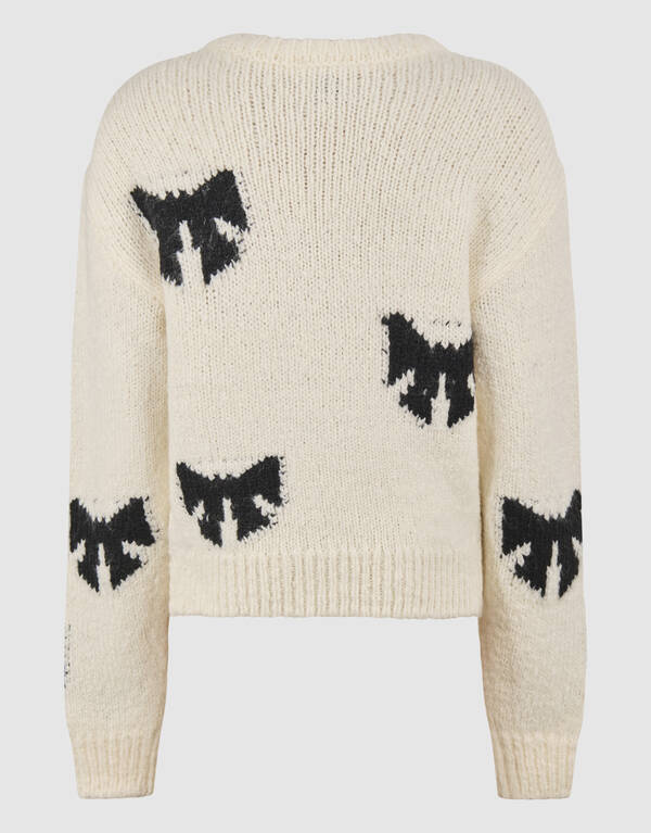 Pullover mit Schleifen-Artwork in Off White SHOEBY GIRLS