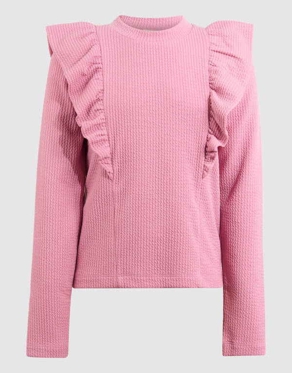 Struktur R&uuml;schen-Langarmshirt Rosa SHOEBY GIRLS