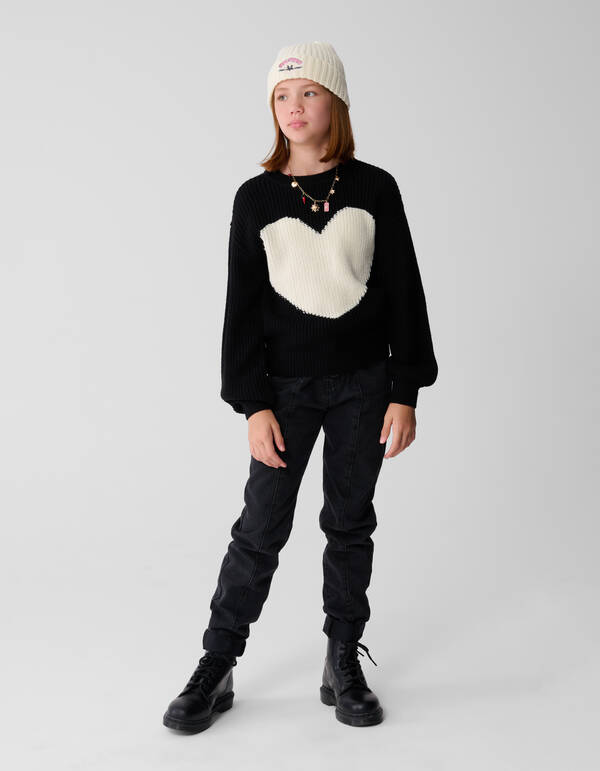 Pullover mit gro&szlig;em Herz SCHWARZ SHOEBY GIRLS