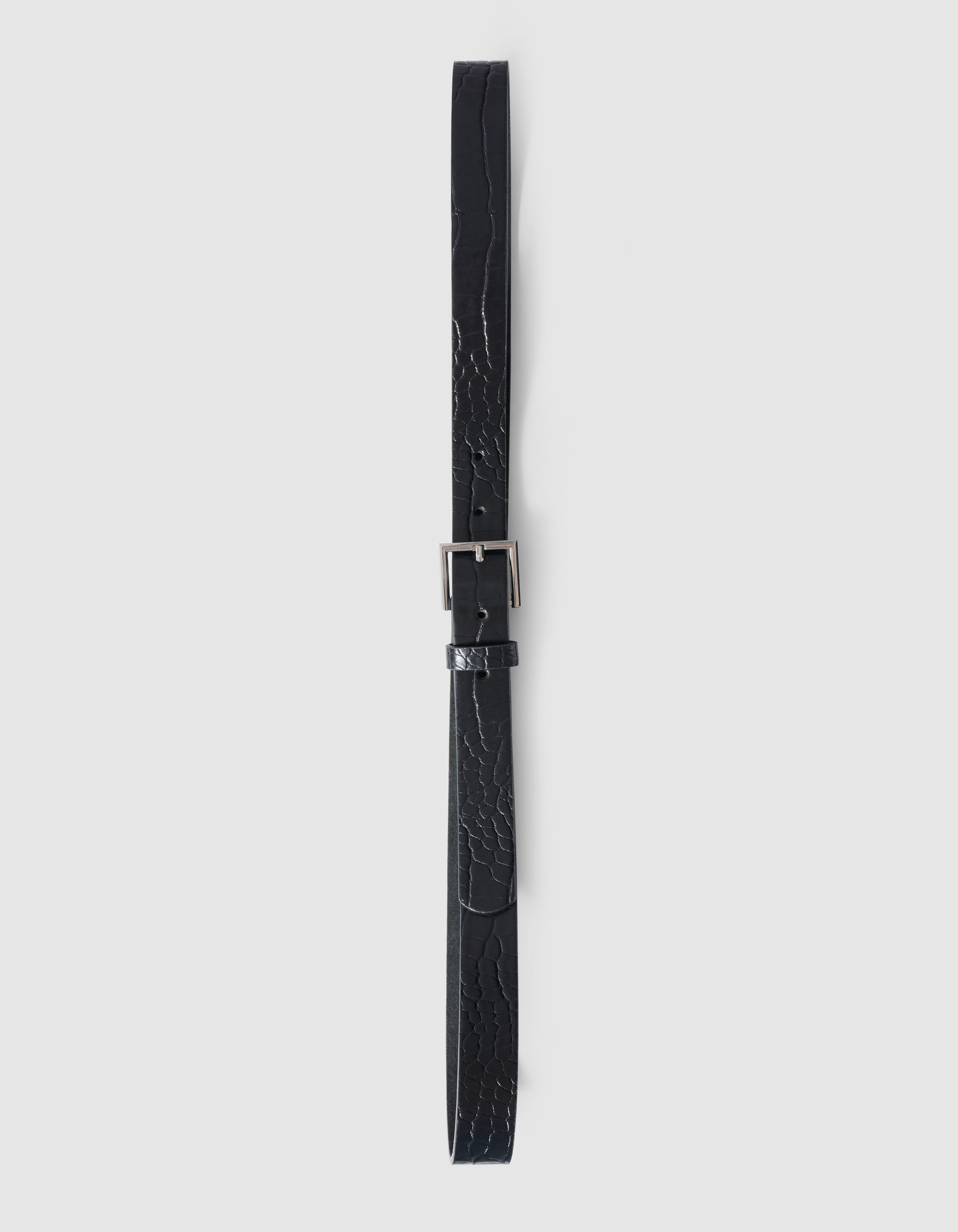 Krokodilg&uuml;rtel Schwarz/Silber SHOEBY ACCESSOIRES