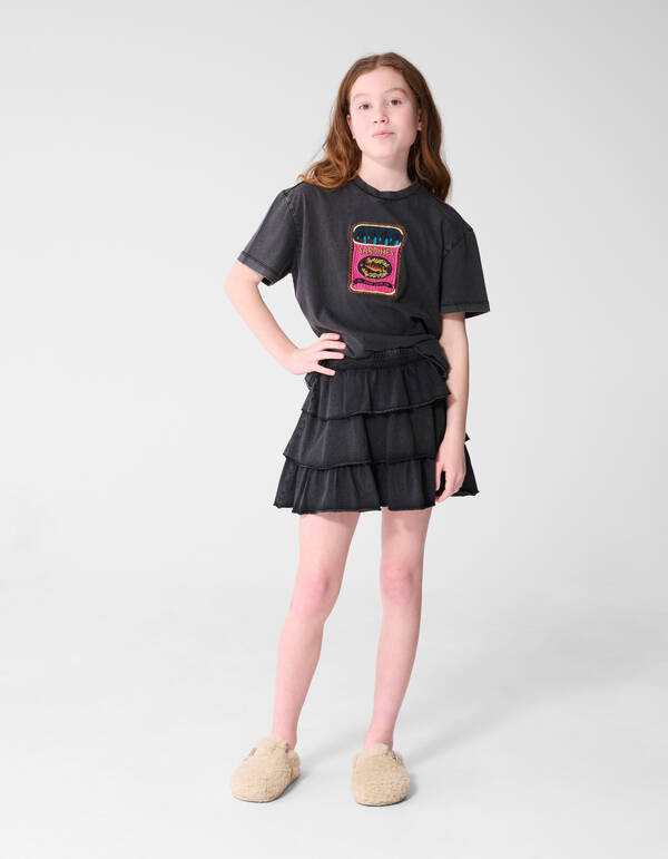 Gewerkelter R&uuml;schen-Minirock Dunkelgrau SHOEBY GIRLS