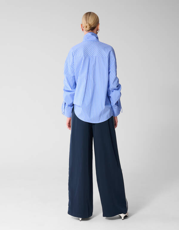 Gathering Sleeve Bluse Blau SHOEBY WOMEN