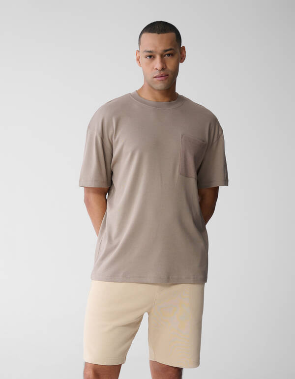 Struktur Pocket T-Shirt Hellbraun SHOEBY MEN