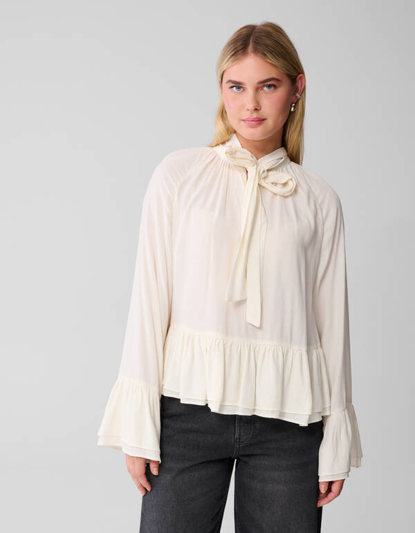 Volant Bluse Off-White SHOEBY WOMEN