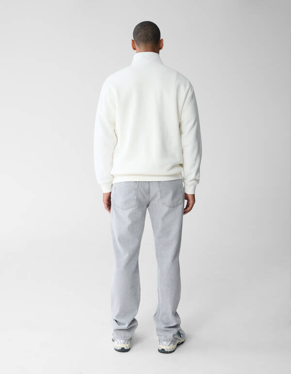 Pullover mit halbem Rei&szlig;verschluss in Off White SHOEBY MEN