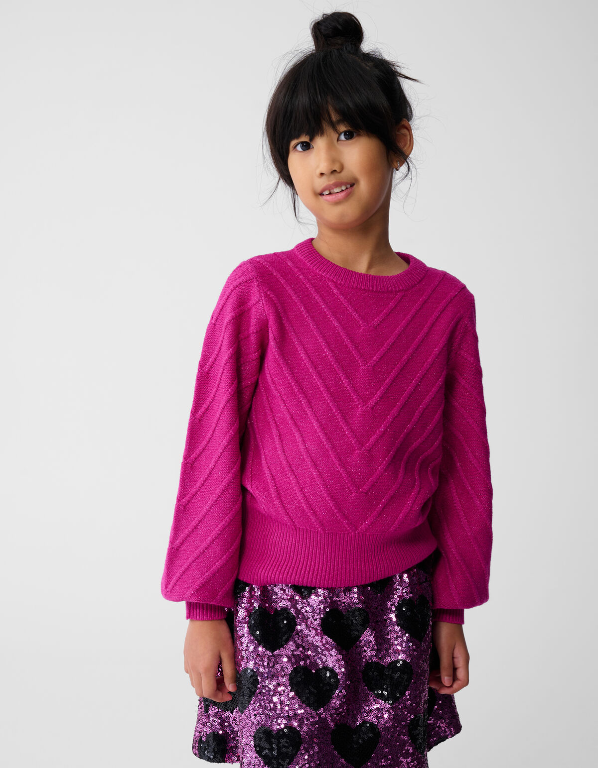 Glitzer-Strickpullover Dunkelrosa SHOEBY GIRLS