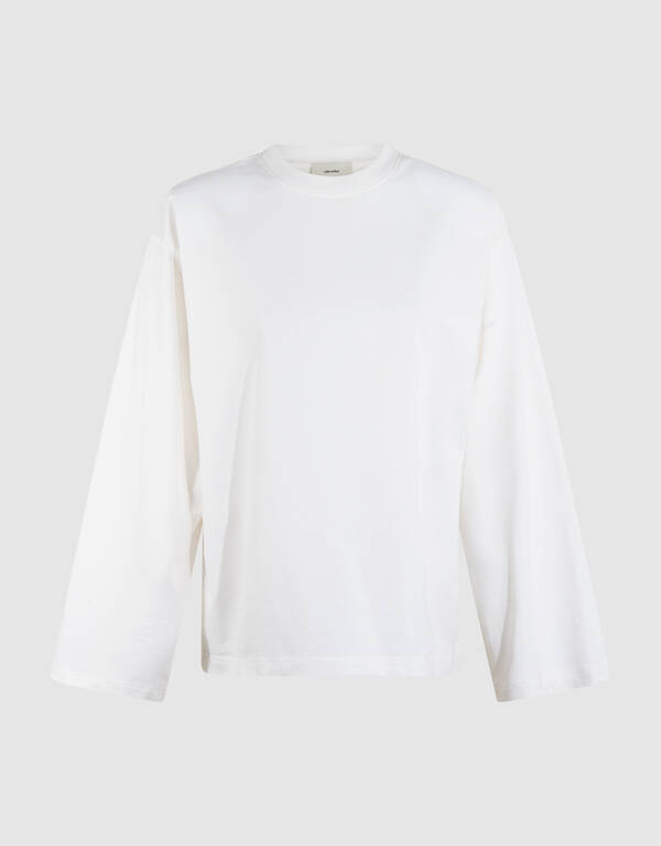 Oversized Basic Langarmshirt Wei&szlig; SHOEBY WOMEN