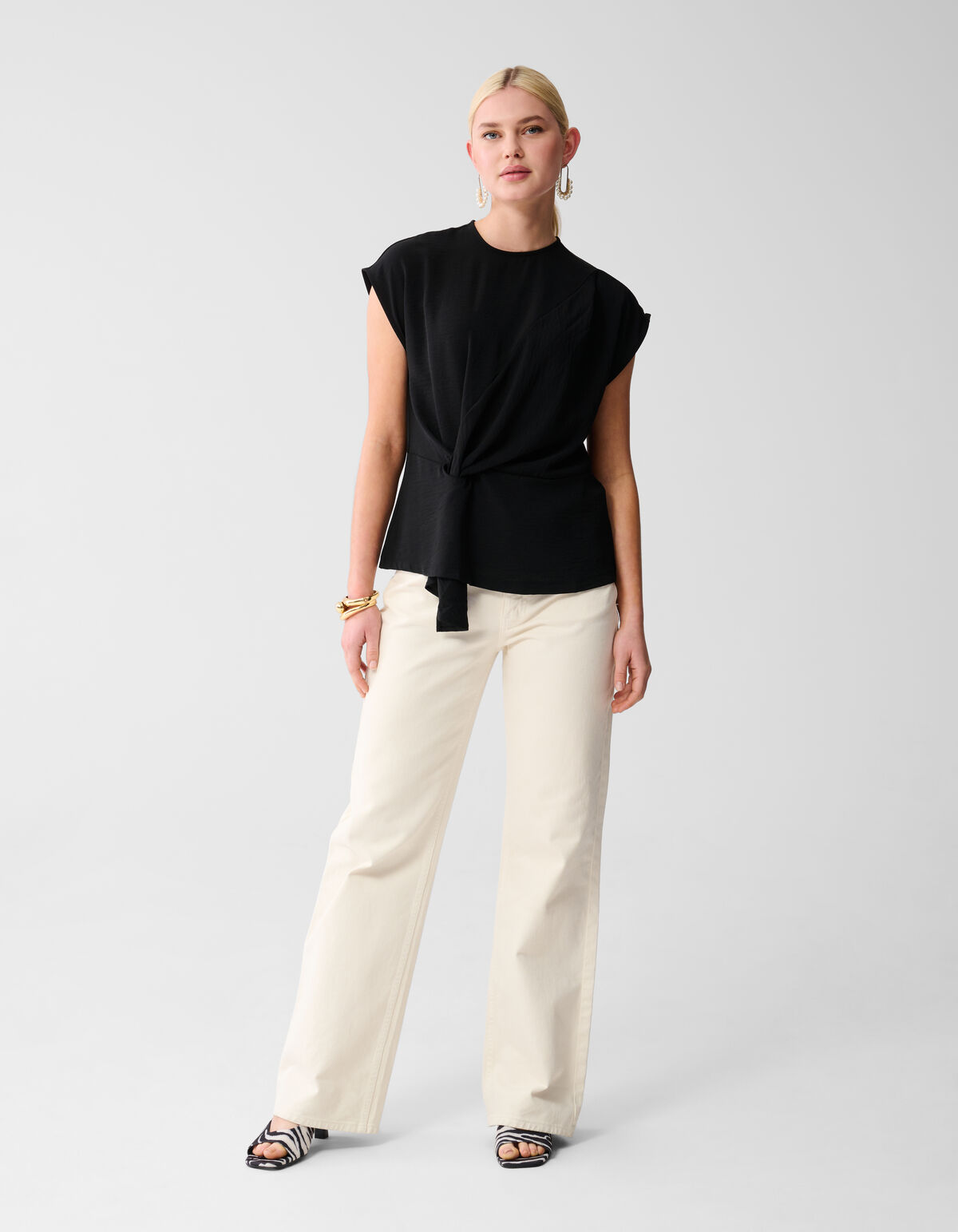 Twist-Top mit Knöpfen Schwarz SHOEBY WOMEN