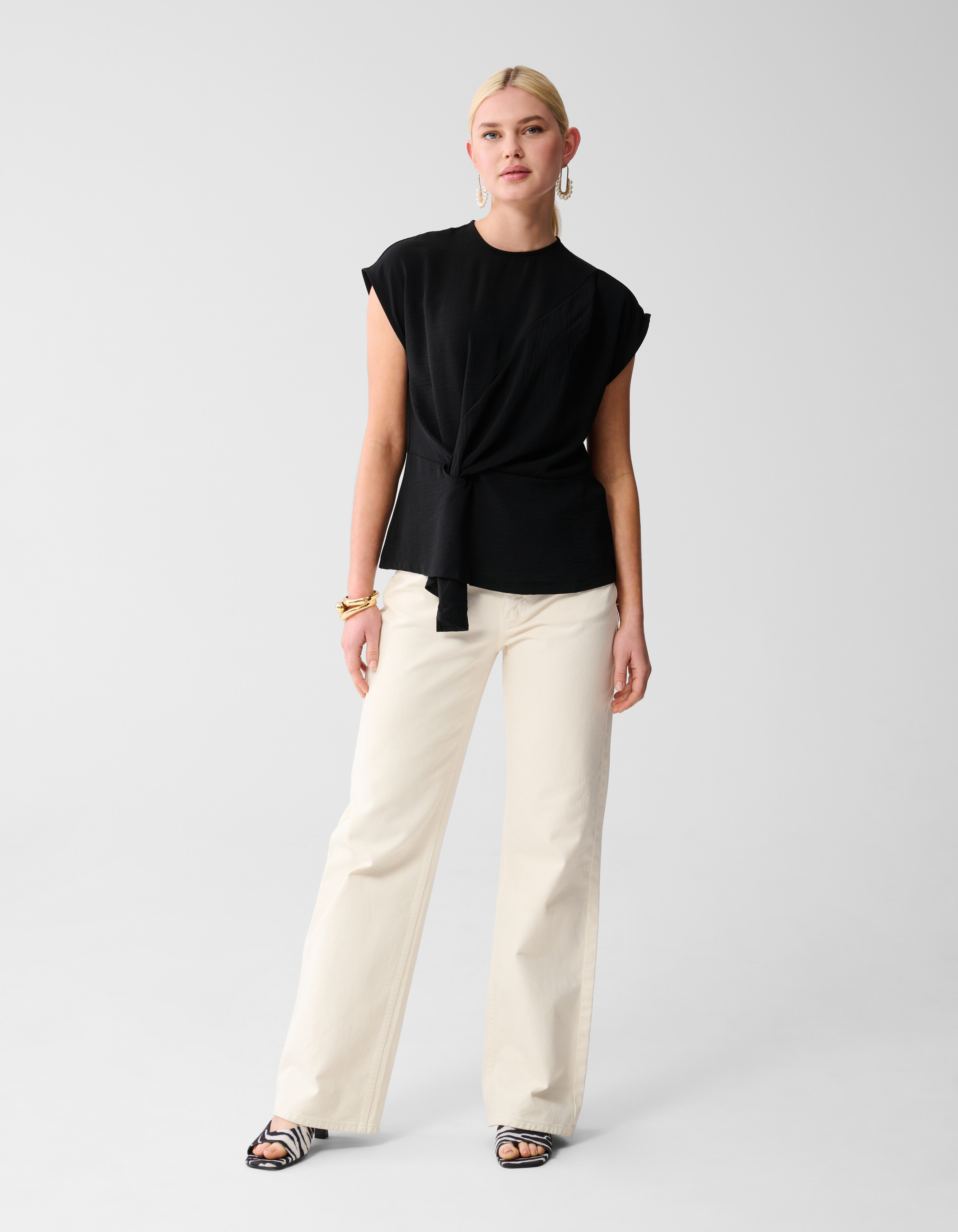 Twist-Top mit Knöpfen Schwarz SHOEBY WOMEN