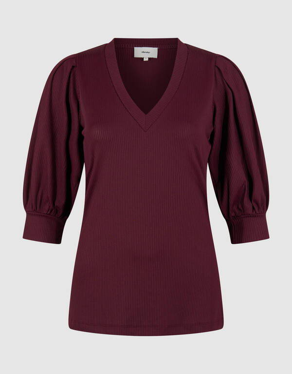 Rippstrick-Oberteil Dunkelrot SHOEBY WOMEN