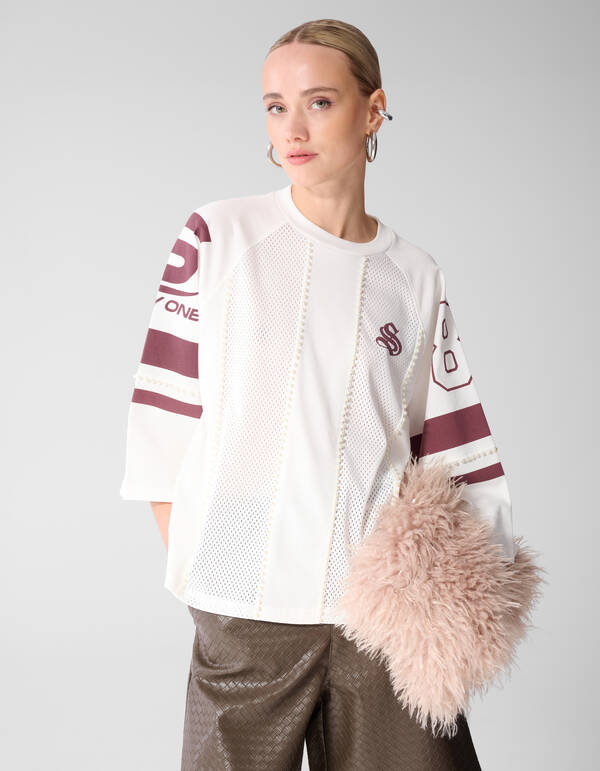 Sportliches Pearl T-Shirt Wei&szlig;/Dunkelrot SHOEBY WOMEN