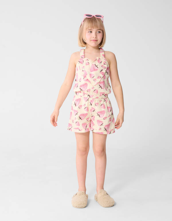 Jumpsuit mit Erdbeer-Print in gebrochenem Wei&szlig; SHOEBY GIRLS