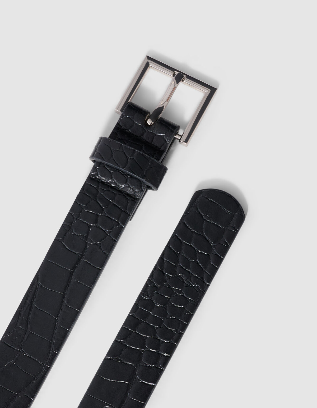 Krokodilg&uuml;rtel Schwarz/Silber SHOEBY ACCESSOIRES