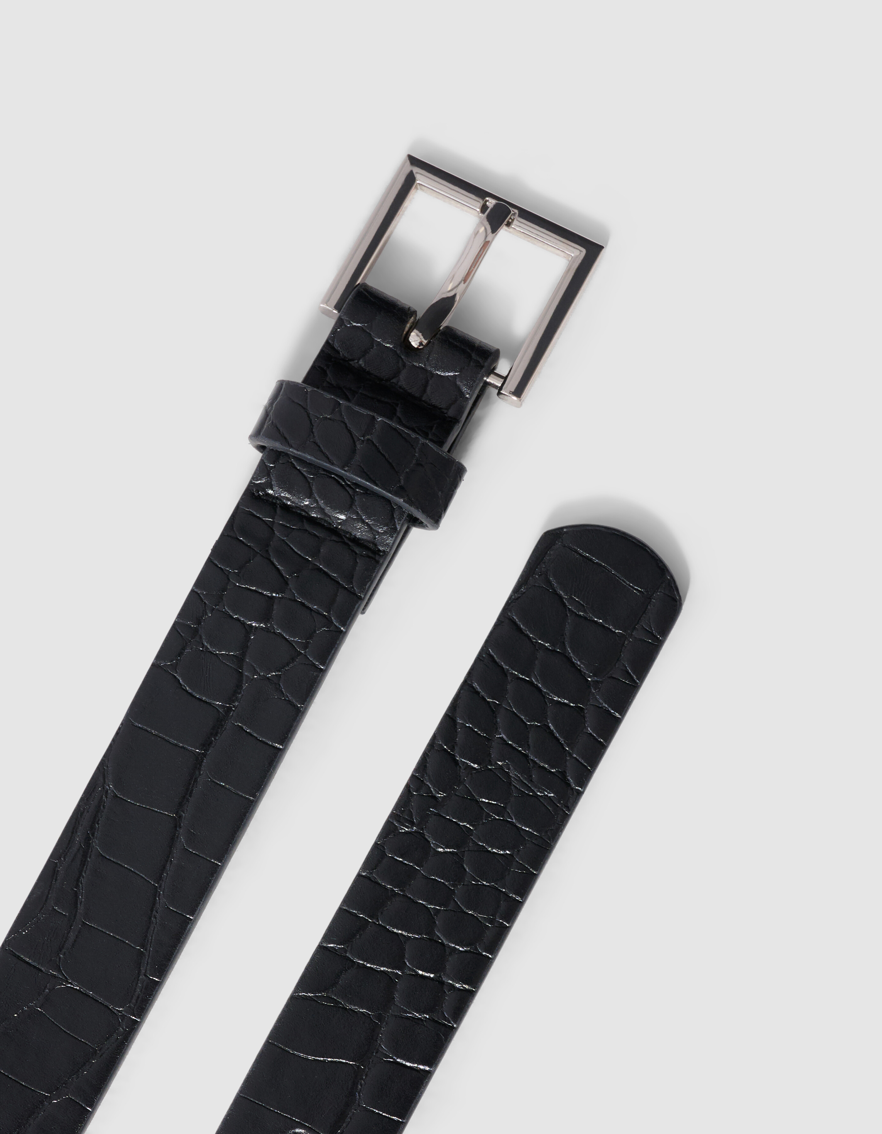 Krokodilg&uuml;rtel Schwarz/Silber SHOEBY ACCESSOIRES