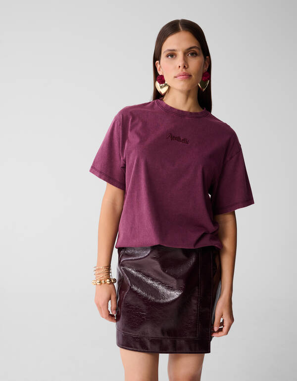 Übergroßes gewaschenes T-shirt Donkerrood SHOEBY WOMEN
