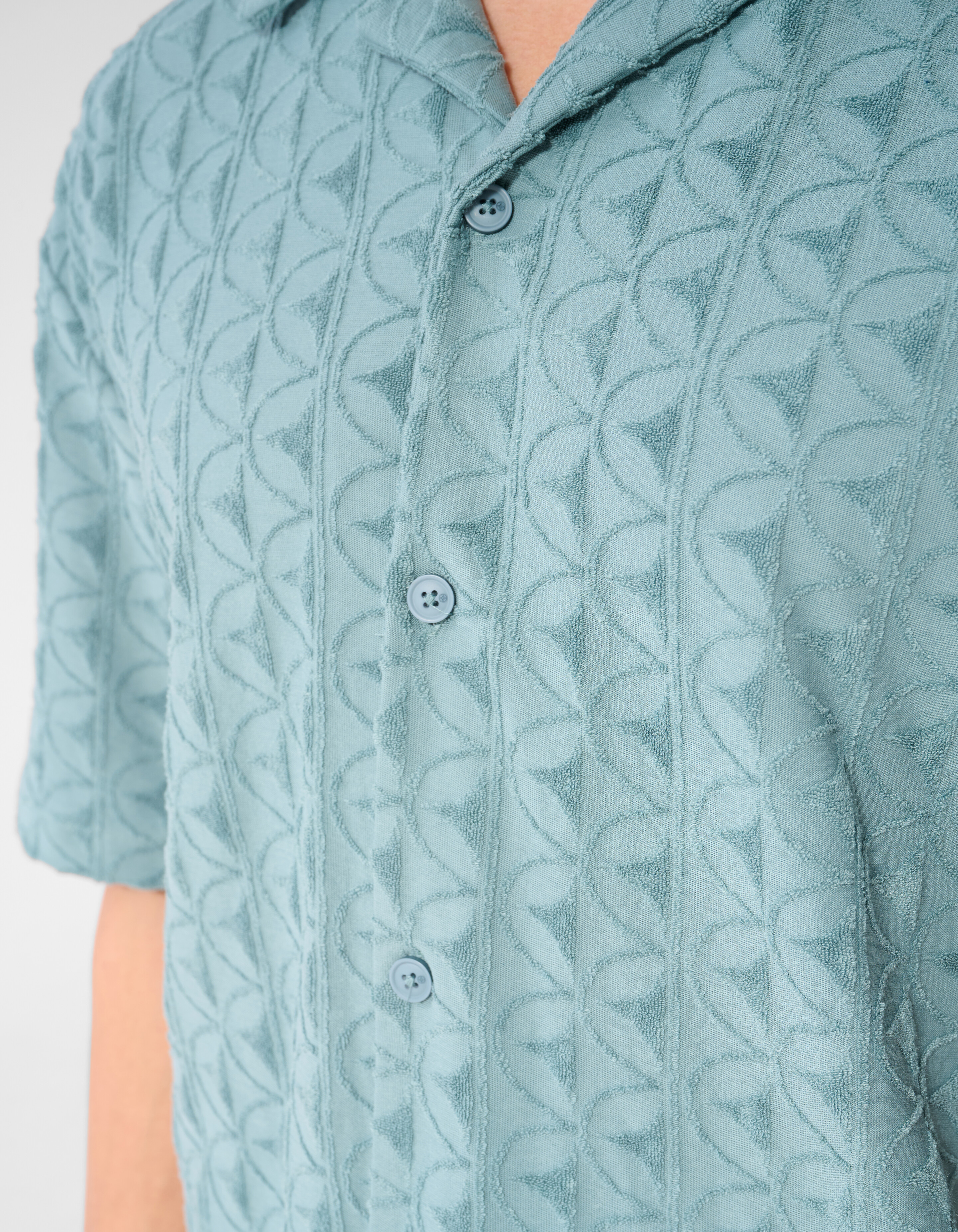 Logo-Frottee-Overshirt, Dunkelgr&uuml;n SHOEBY MEN