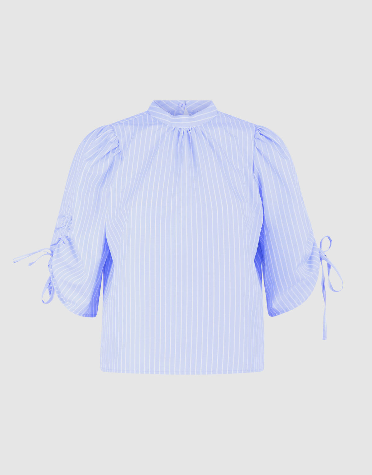 Bluse mit Nadelstreifen- und Kord&auml;rmeln Hellblau SHOEBY WOMEN