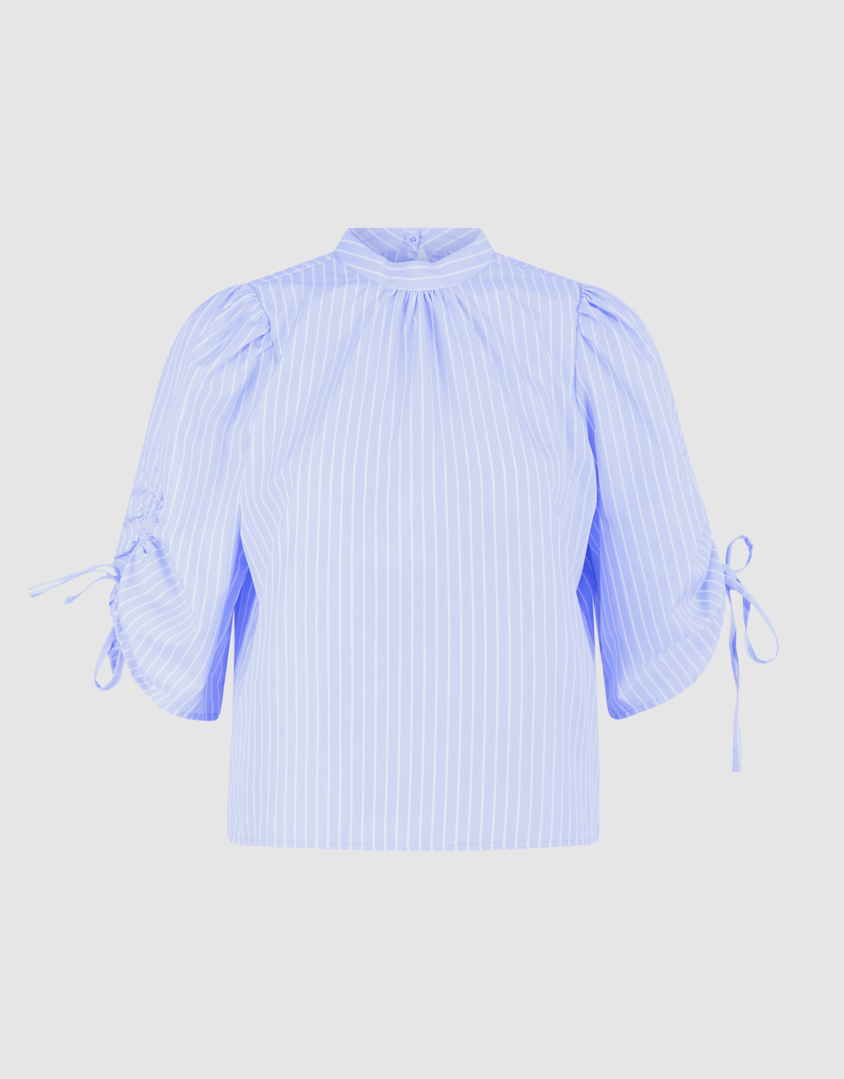 Bluse mit Nadelstreifen- und Kord&auml;rmeln Hellblau SHOEBY WOMEN