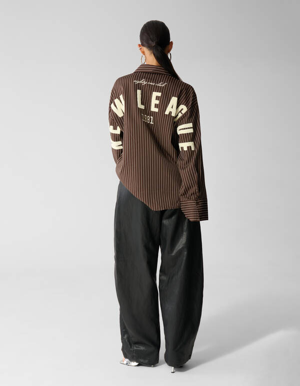 Gestreifte Bluse in Oversize-Passform braun SHOEBY WOMEN