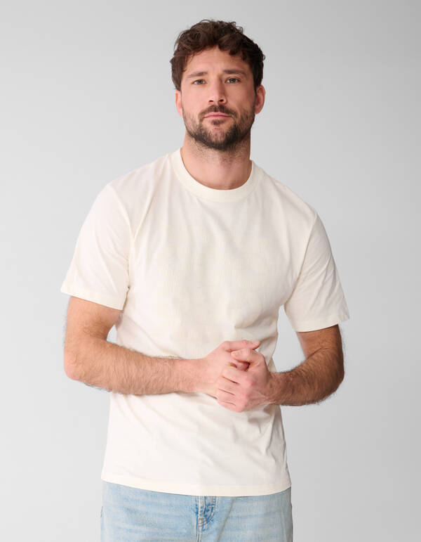 Gestreiftes Artwork-T-Shirt Gebrochen Wei&szlig; SHOEBY MEN