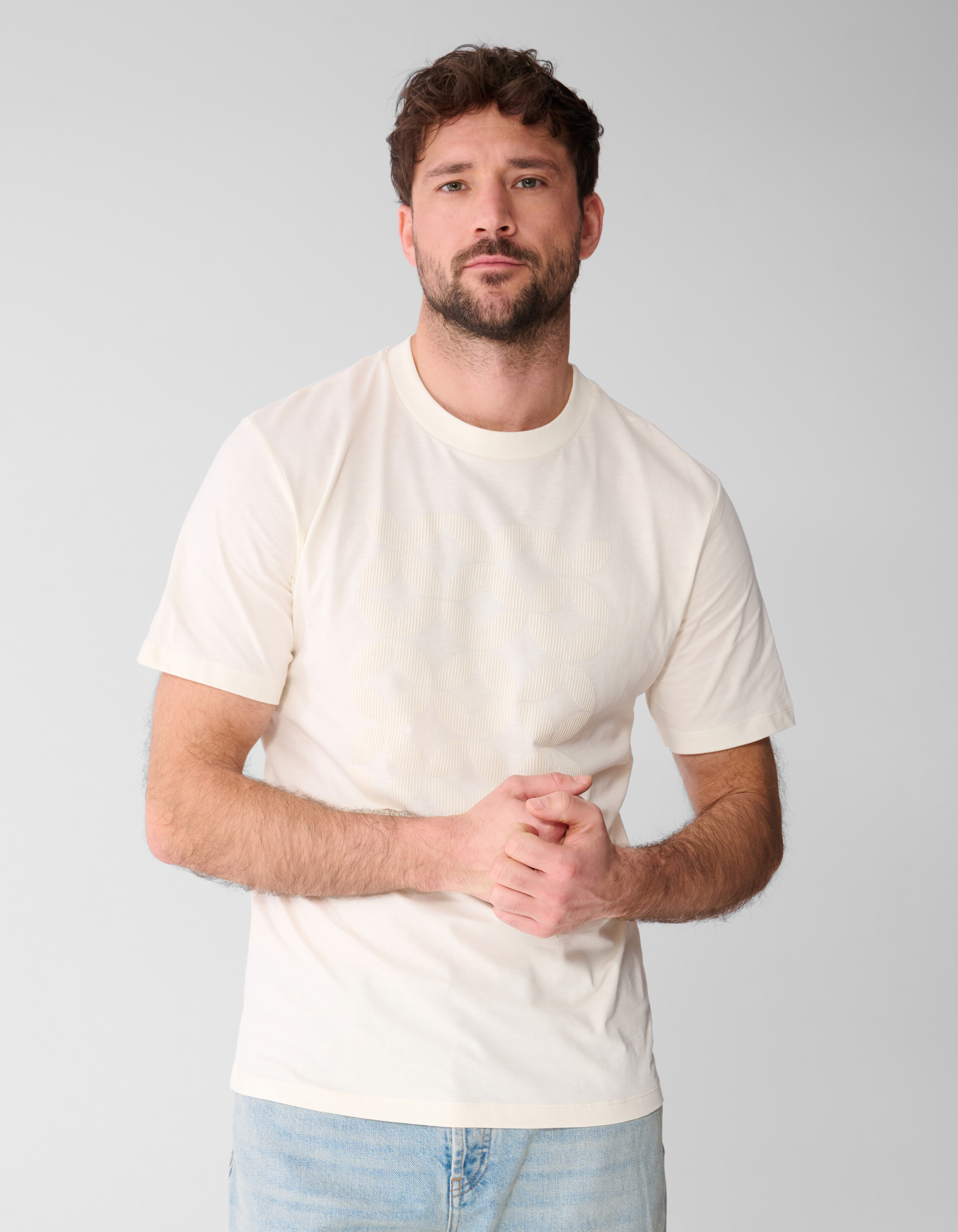 Gestreiftes Artwork-T-Shirt Gebrochen Wei&szlig; SHOEBY MEN