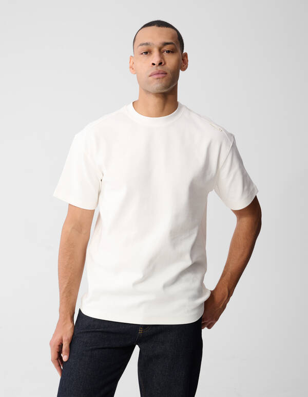 Basic Relaxed Fit T-Shirt Gebrochen Wei&szlig; SHOEBY MEN