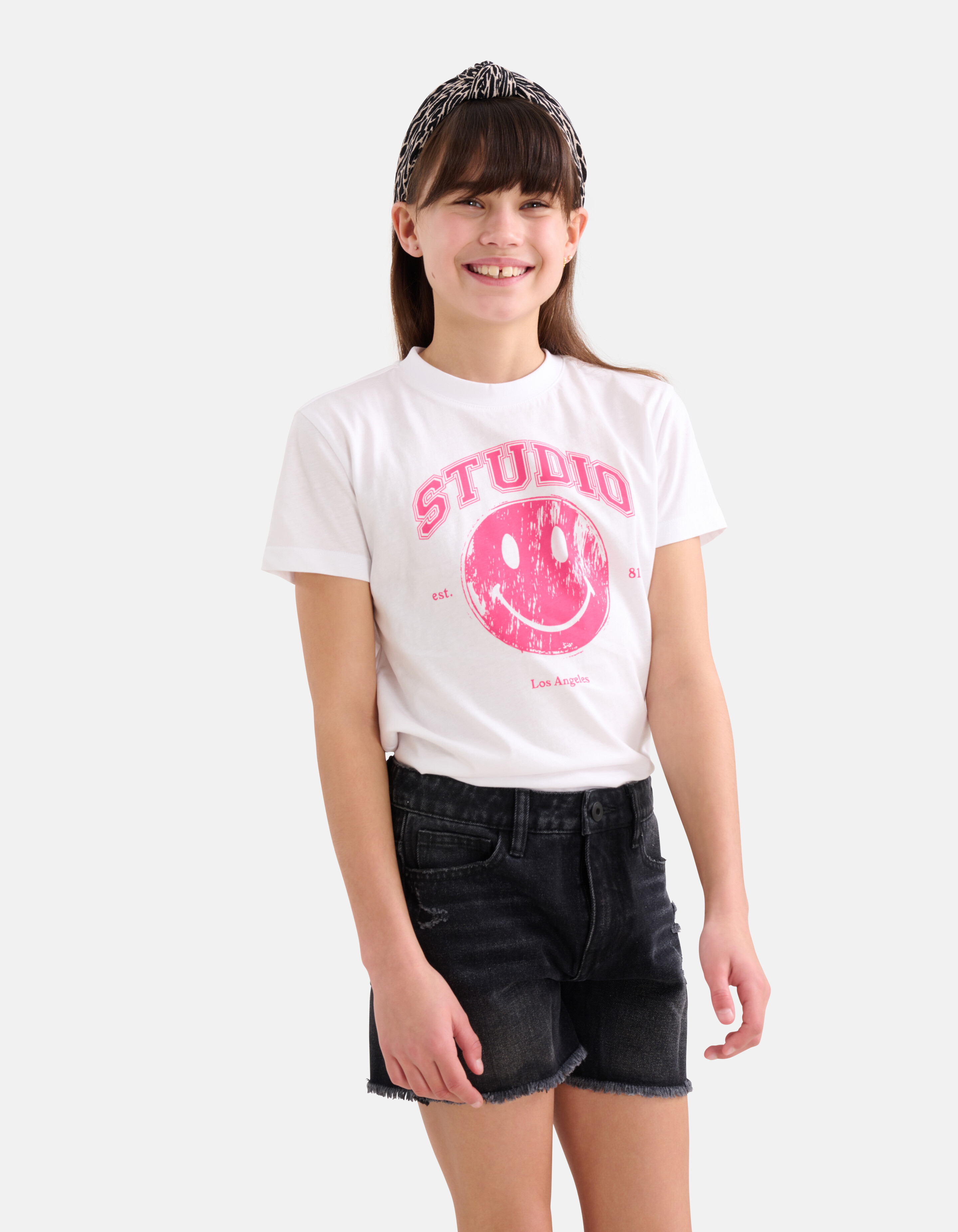 Kunstwerk Smiley T-shirt Wit SHOEBY GIRLS