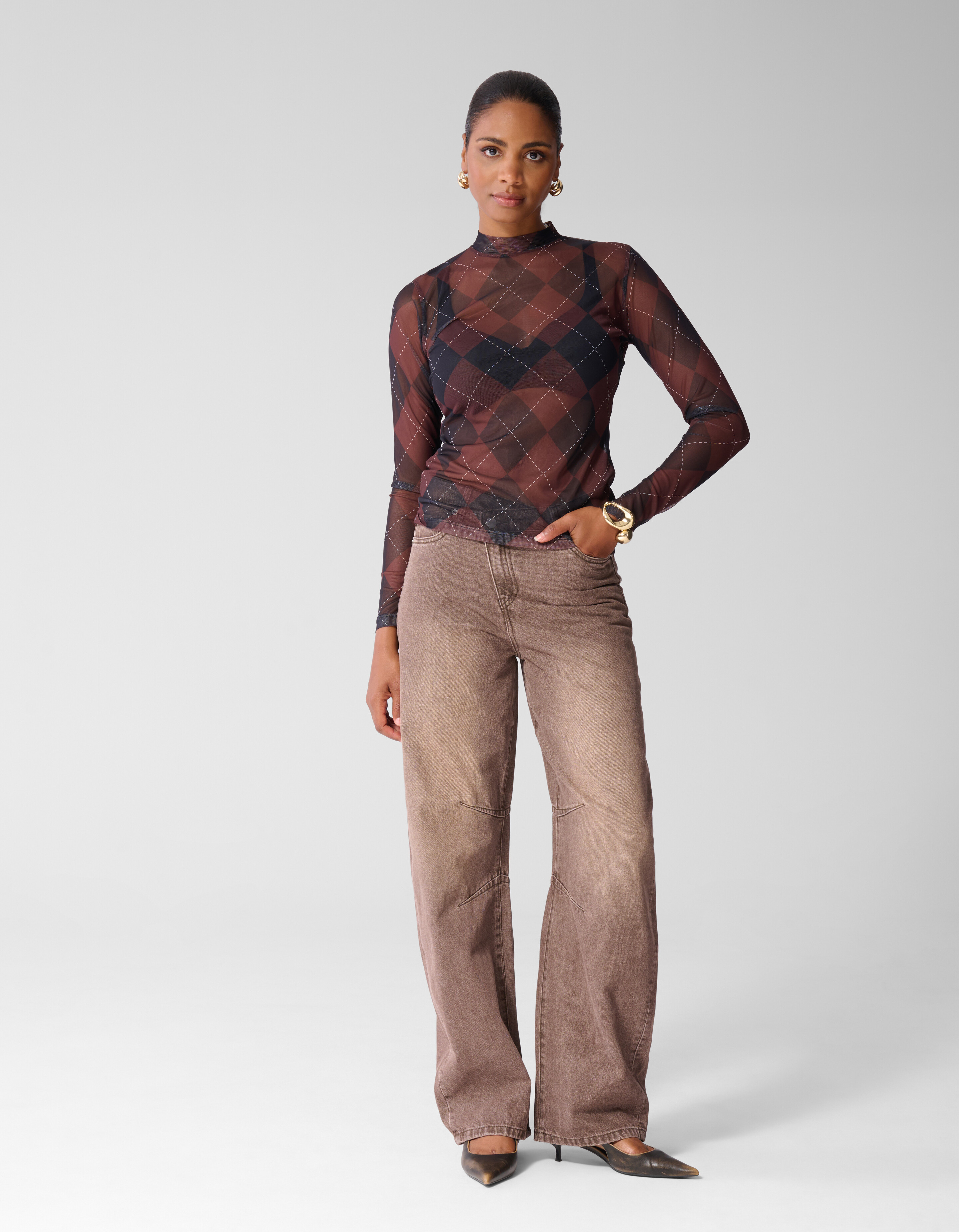 Mesh Top braun SHOEBY WOMEN